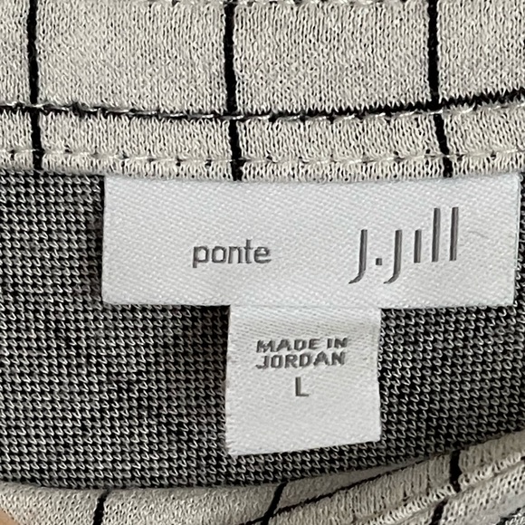 J. Jill White/Black Ponte Windowpane Boat Neckline 3/4 Sleeves Tunic Top size L - Picture 8 of 13
